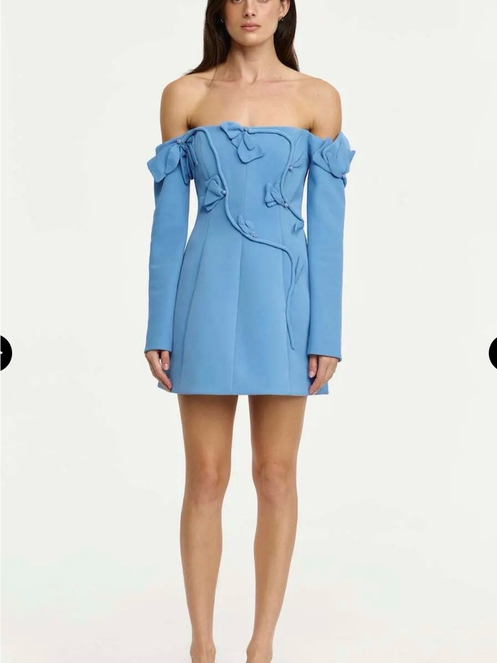Acler Off-Shoulder Blue Long-Sleeve Mini Dress NWT